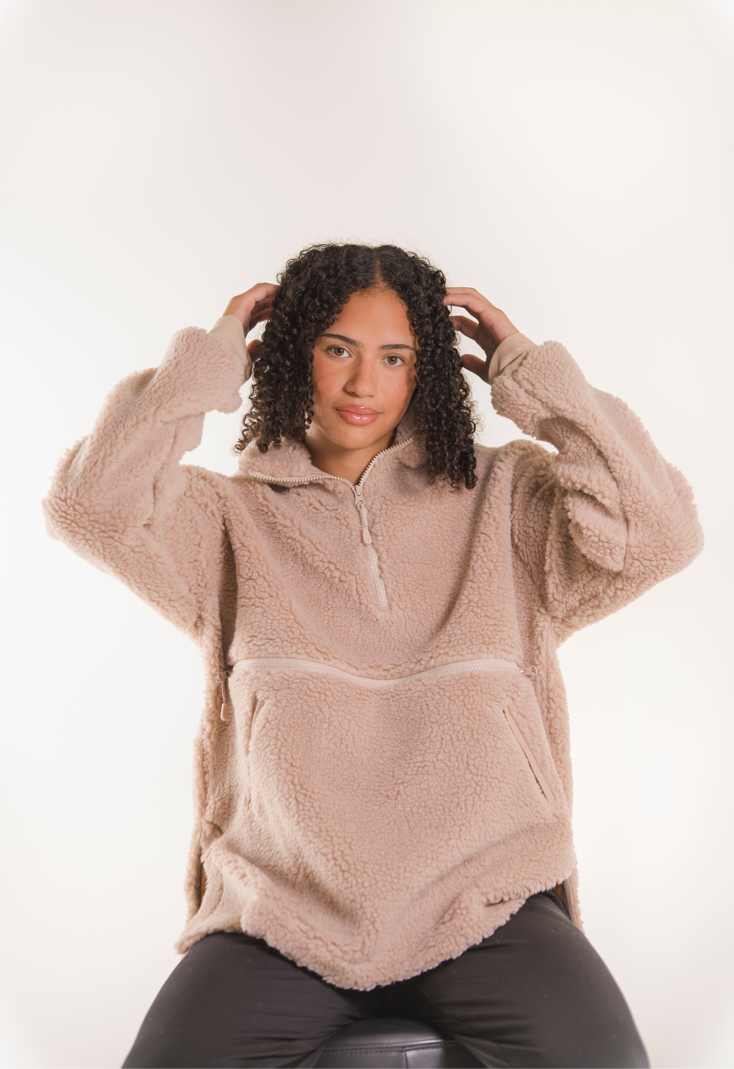 Pile fleece sweater - Beige