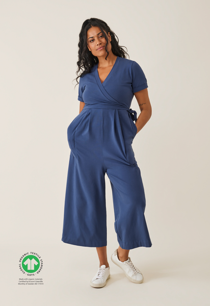 Maternity jumpsuit with nursing access - Blue