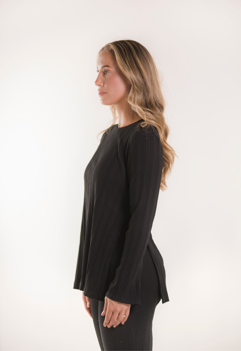 Ribbed maternity top - Black