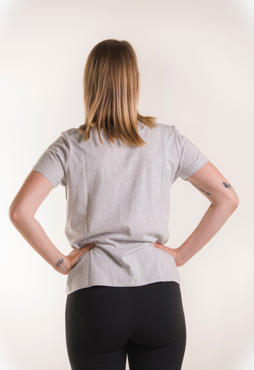 Maternity t-shirt with nursing access - Grey Melange