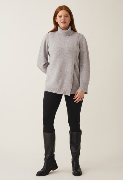 Knitted nursing tunic - Light Grey Melange