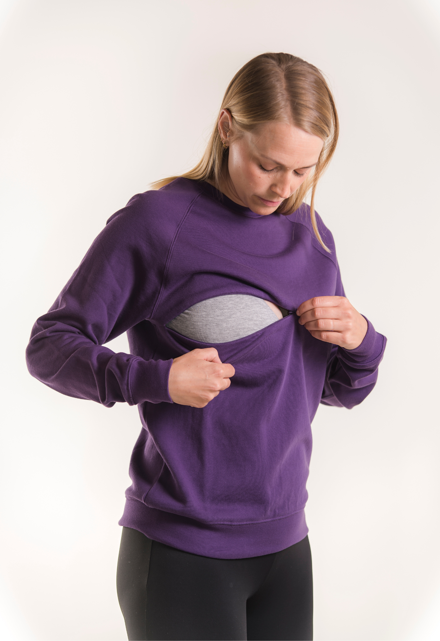 Thermal nursing sweatshirt - Midnight plum