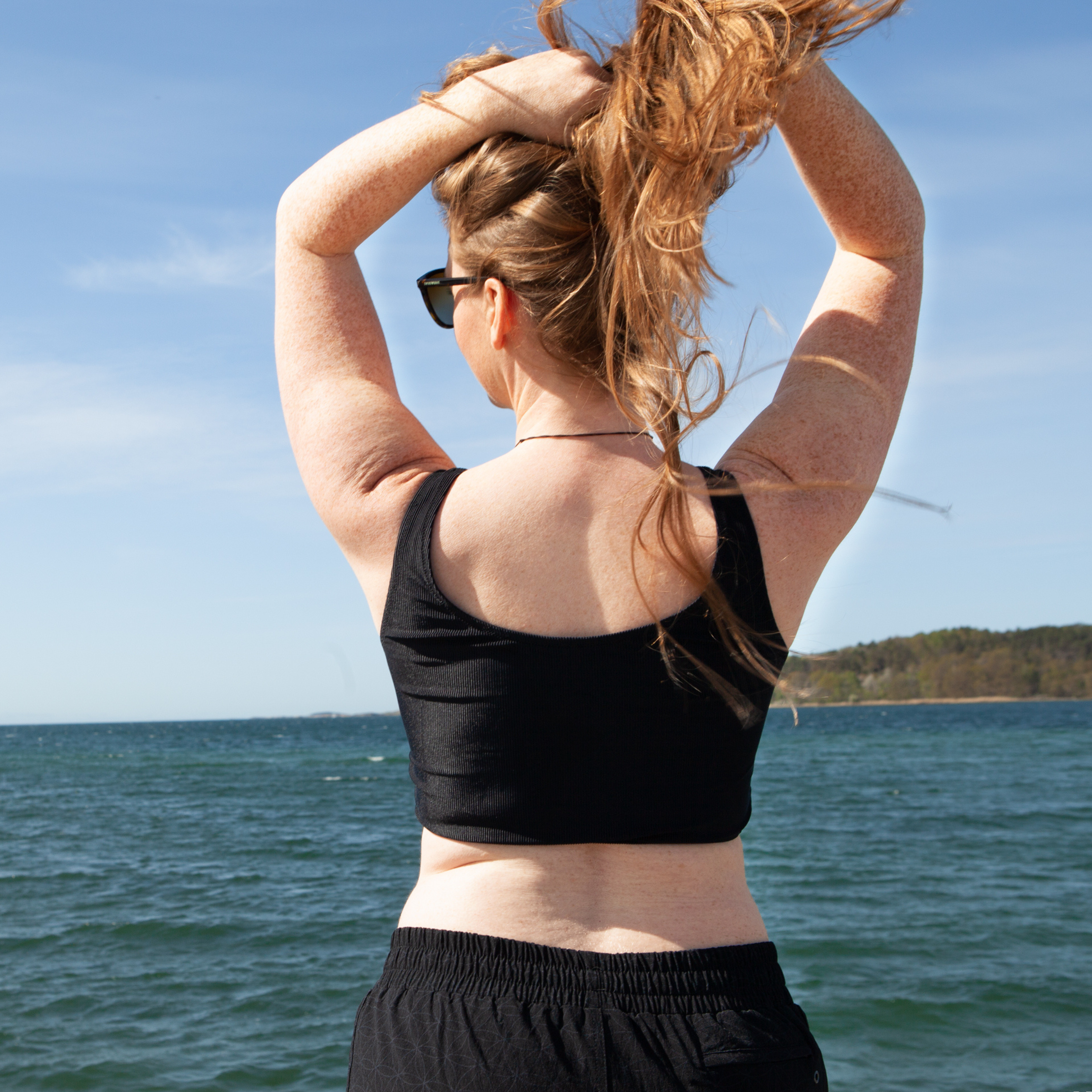 Swim Crop Top Ribbed - Black