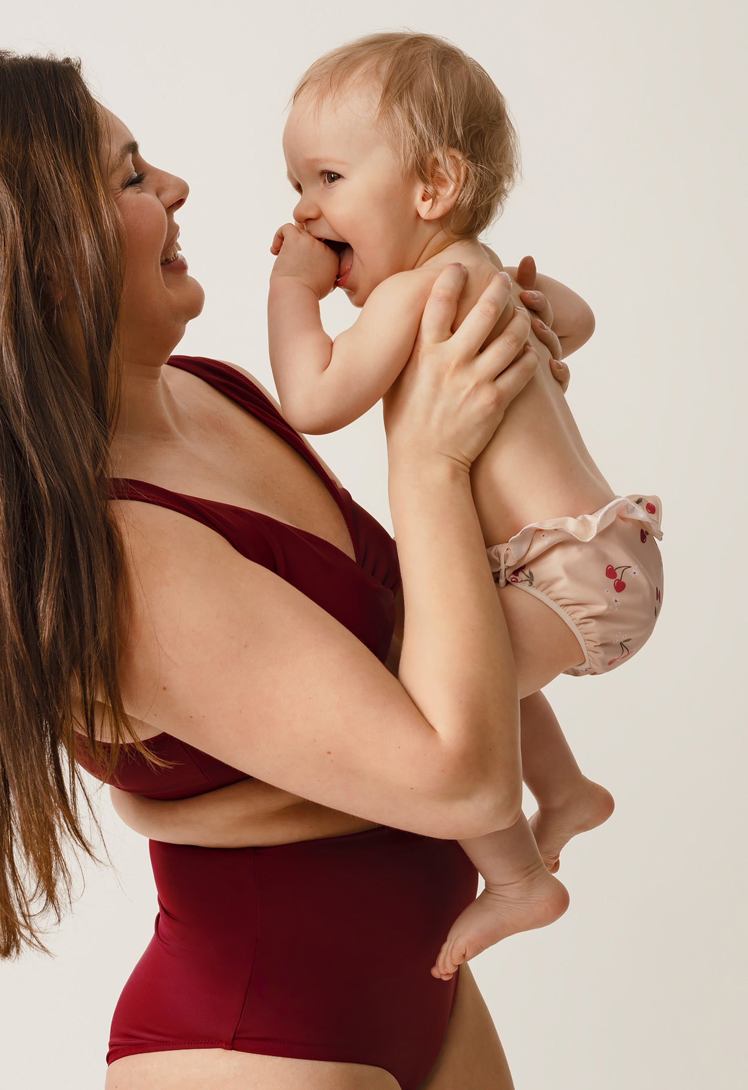 Swim Diaper with side buttons - Cherry frill