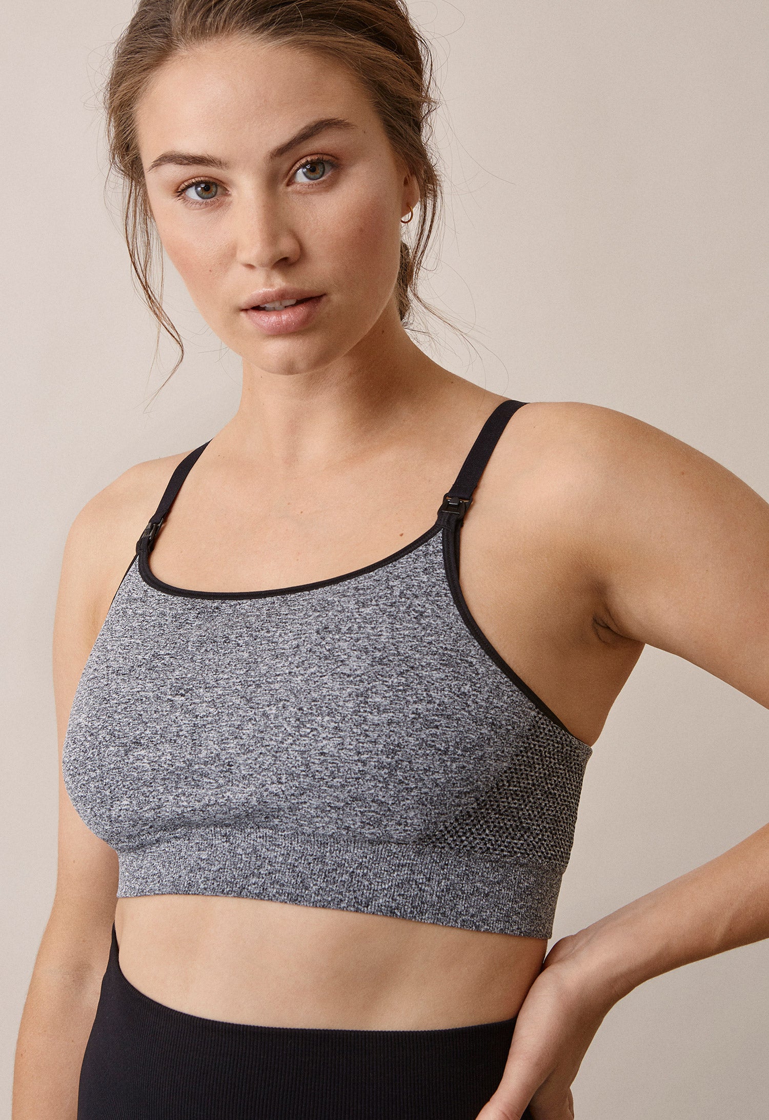 Seamless nursing sports bra - Dark Grey Melange