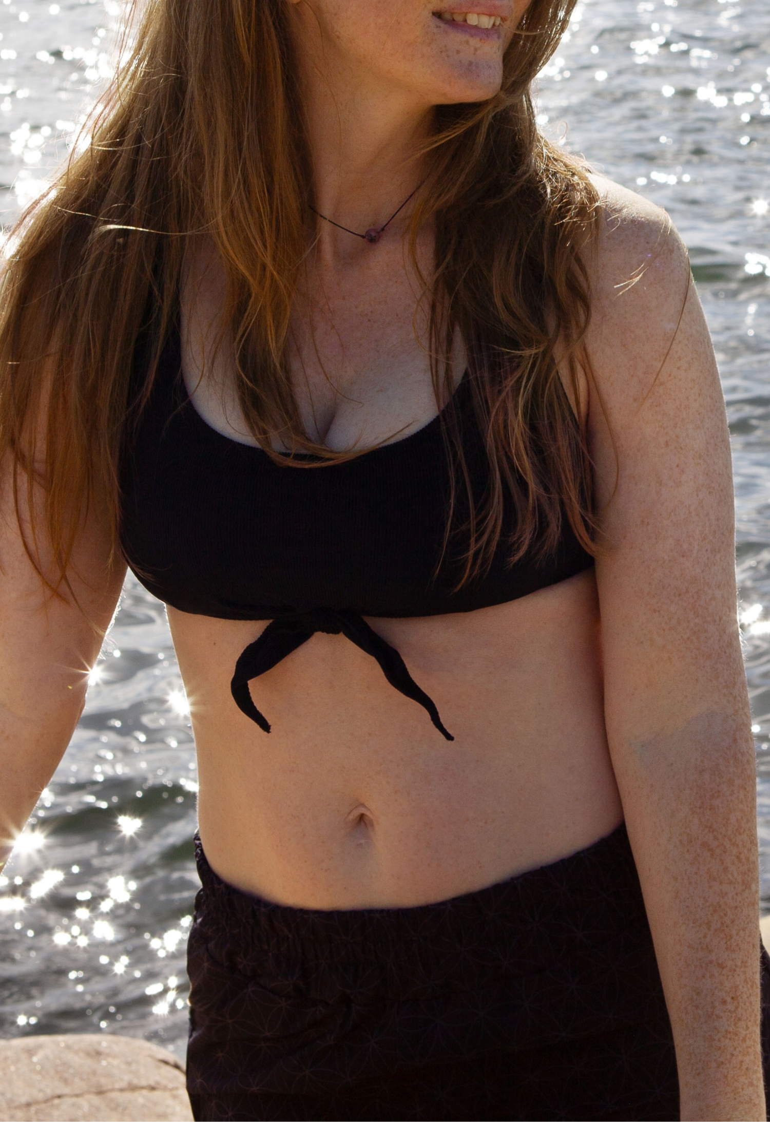 Swim Crop Top Ribbed - Black