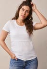 Short sleeve nursing top - White