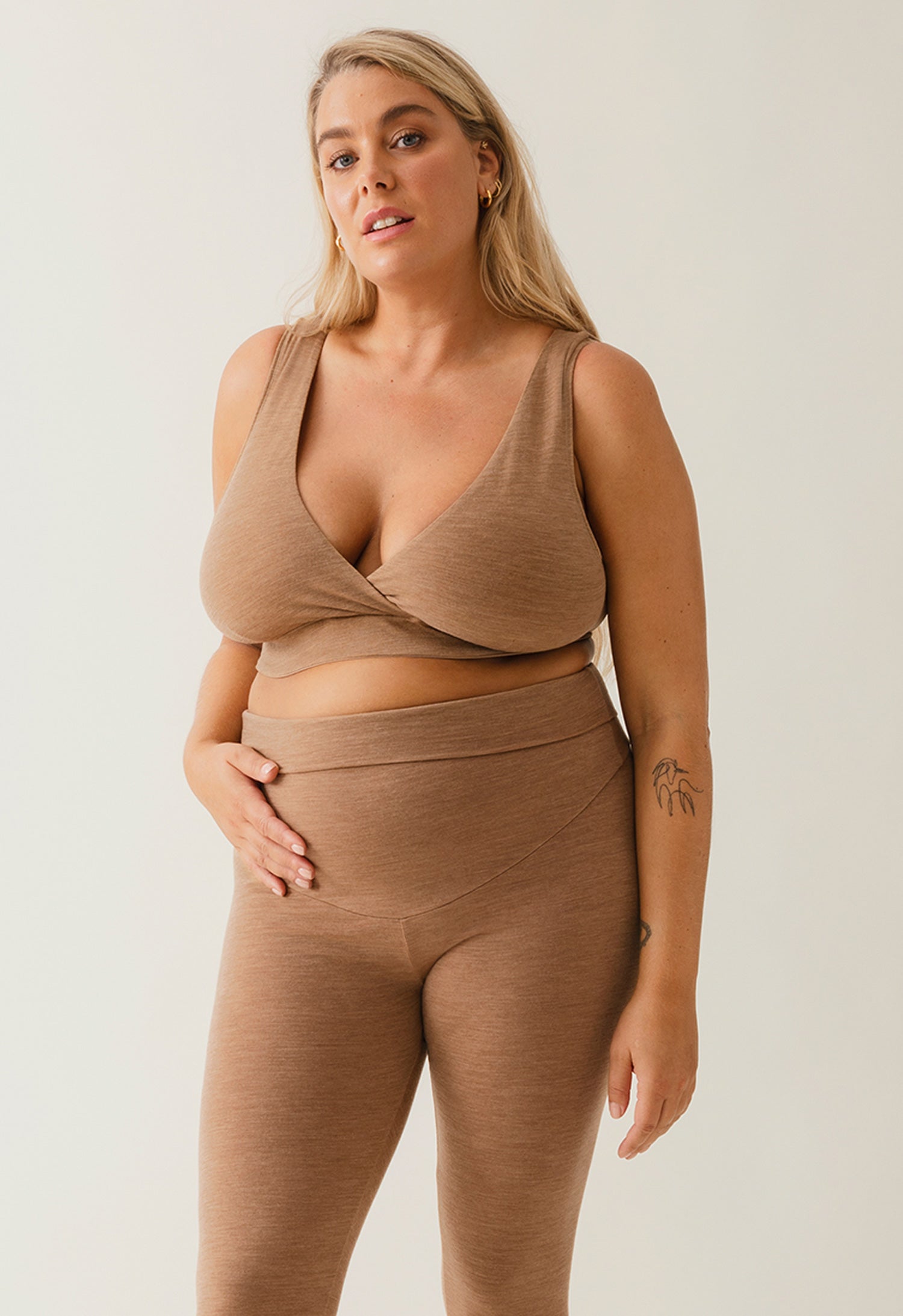 Merino wool nursing bra - Brown Melange
