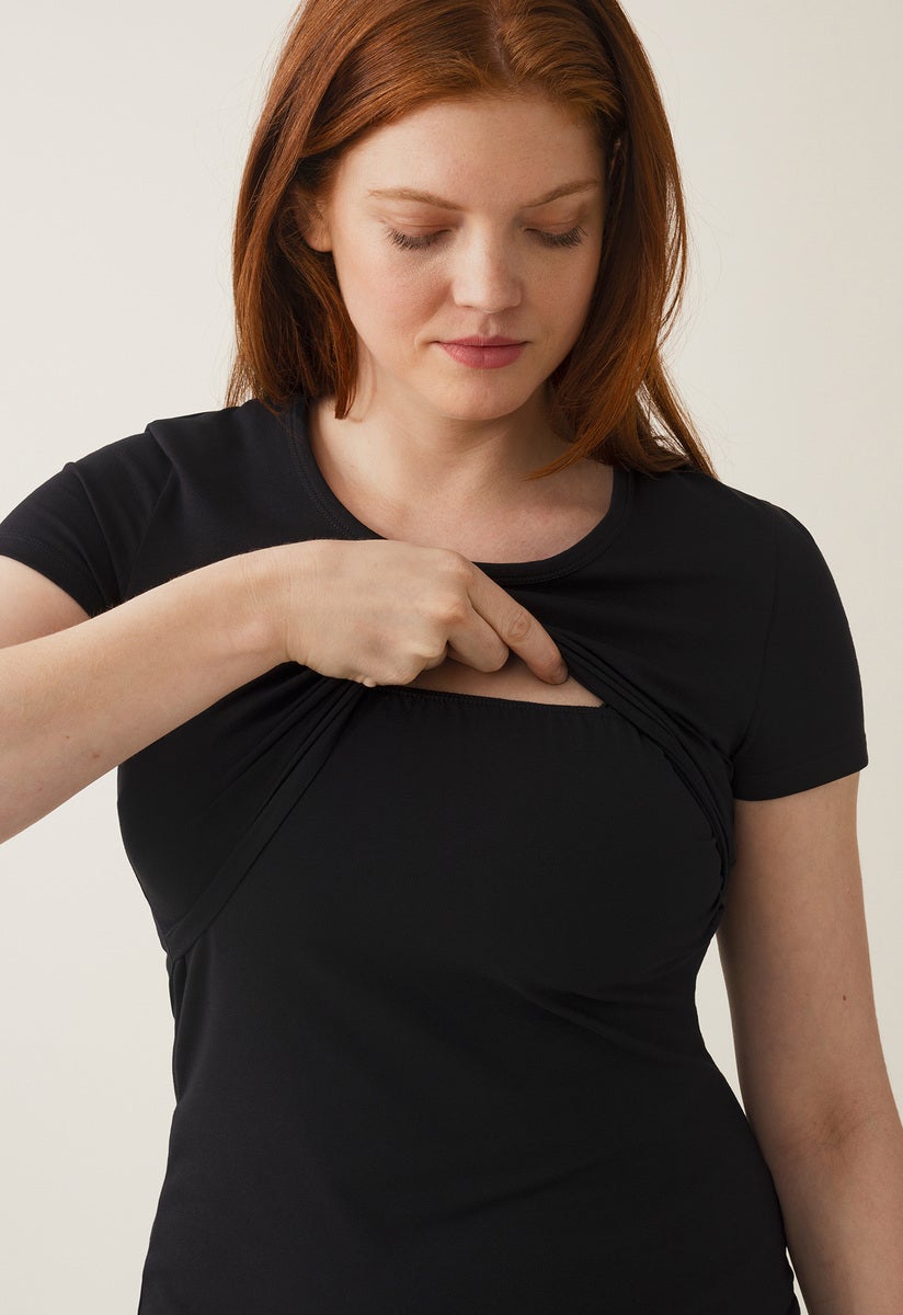 Short sleeve nursing top - Black