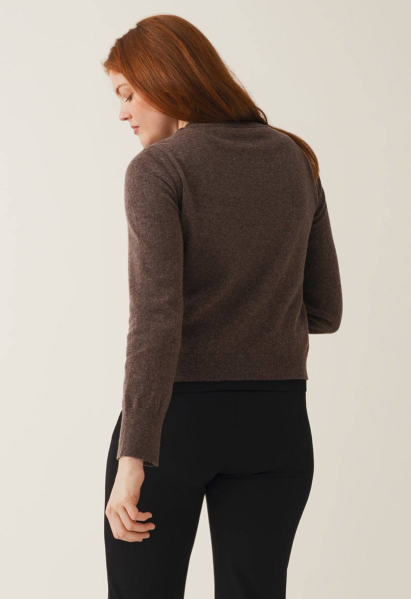 Knitted nursing sweater - Brown Grey Melange