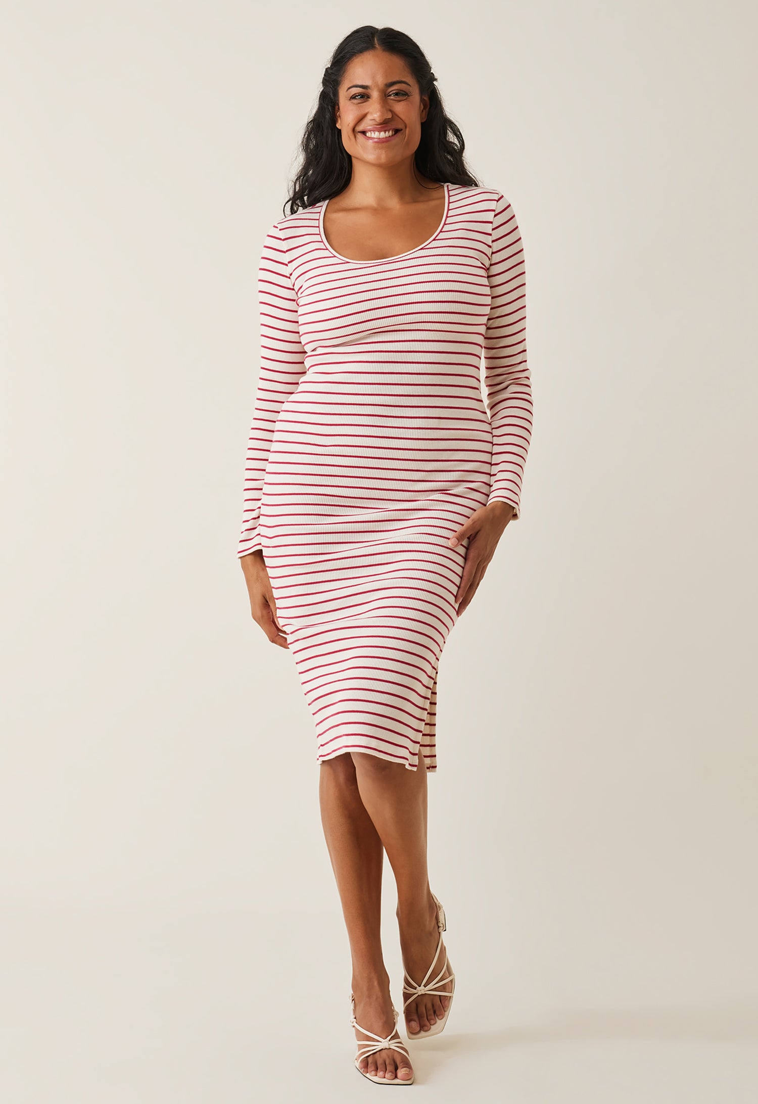 Ribbed maternity dress - Striped