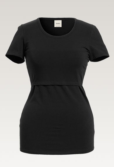 Short sleeve nursing top - Black