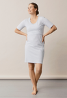 Night Dress - White/Grey melange