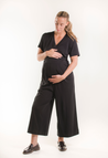 Maternity jumpsuit with nursing access - Black