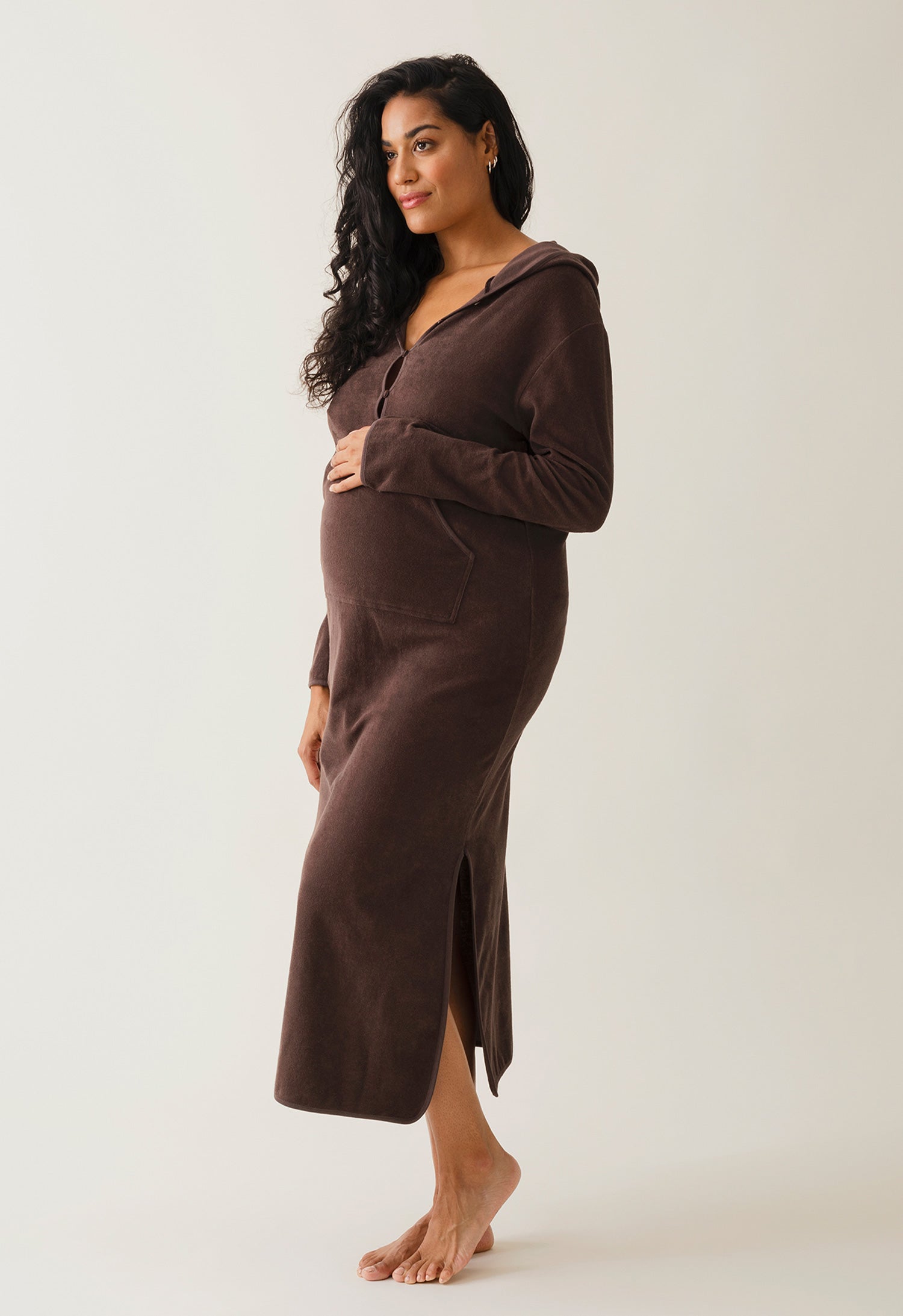 Terrycloth maternity caftan - Brown