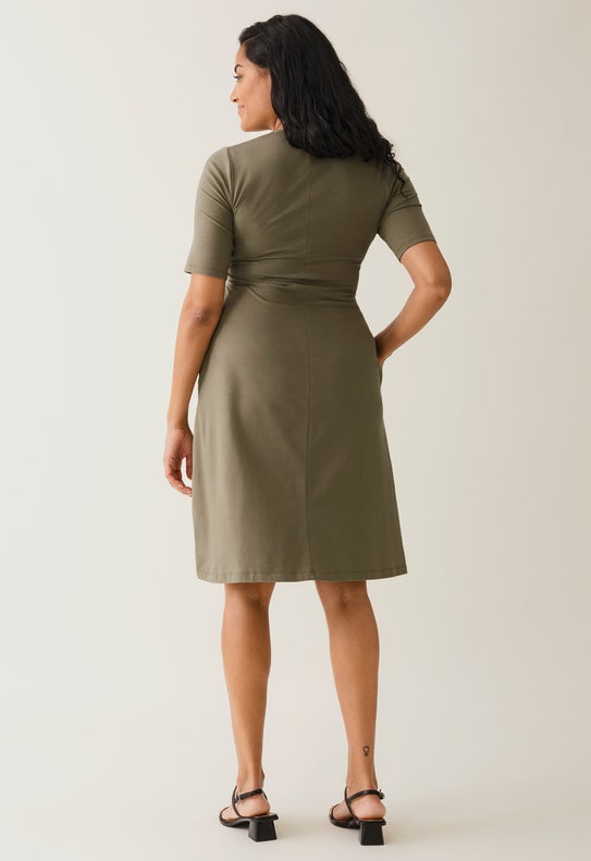 A shaped nursing dress short sleeve - Khaki Green | Boob Design A shaped nursing dress short sleeve - Khaki Green | Boob Design