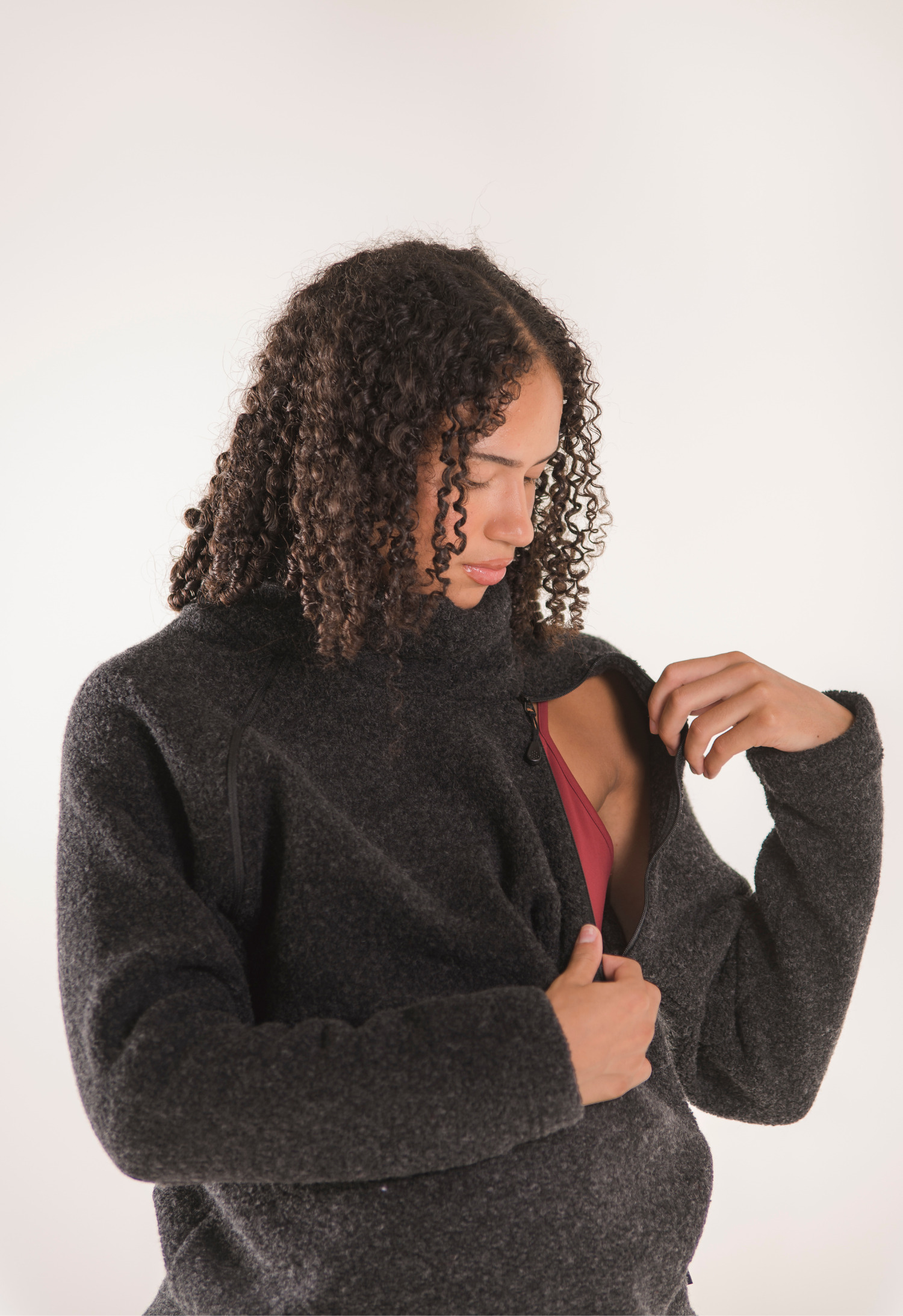 Wool pile sweater - Black