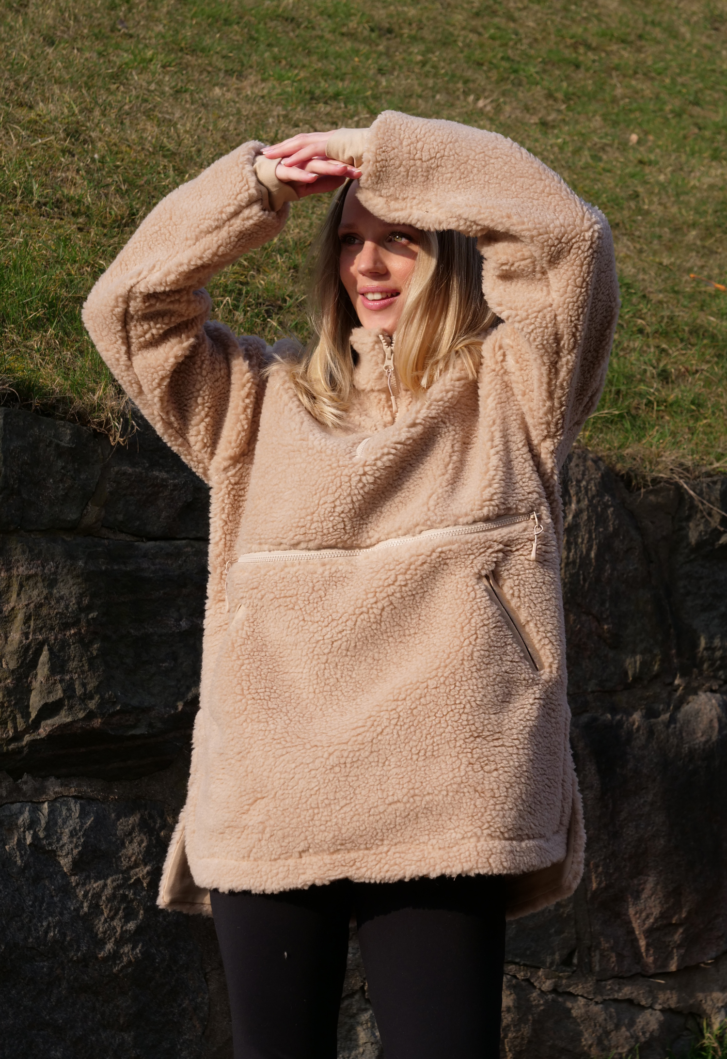 Pile fleece sweater - Beige