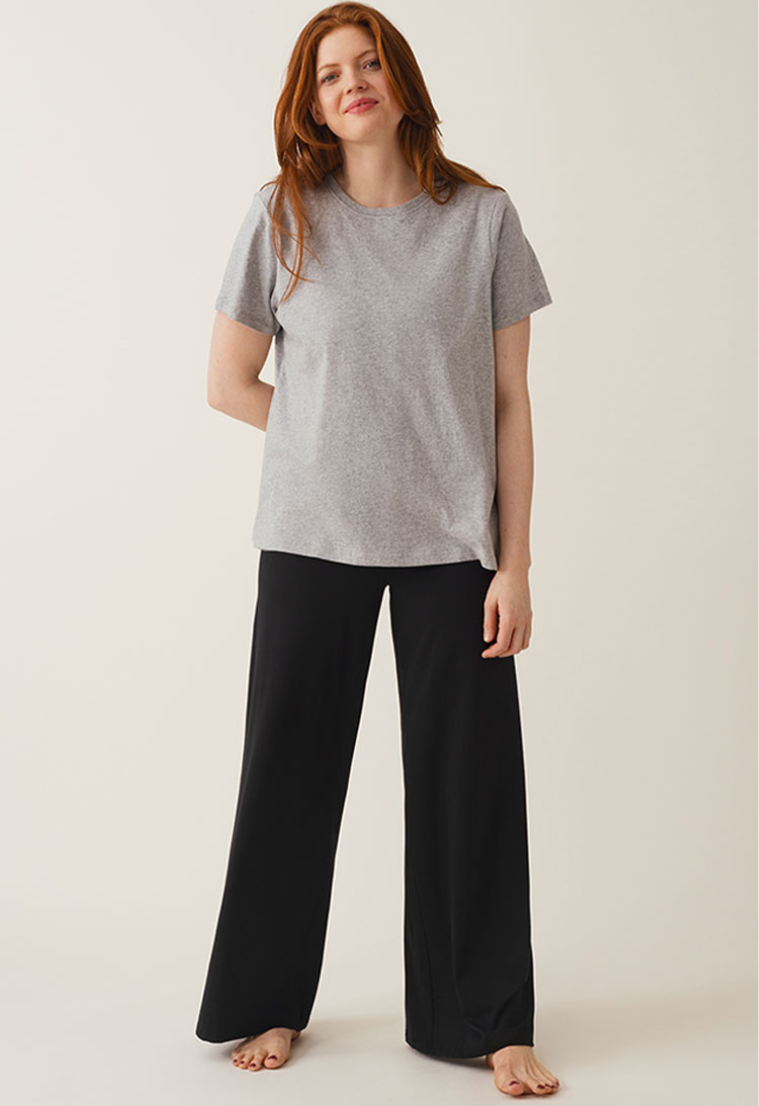 Maternity t-shirt with nursing access - Grey Melange