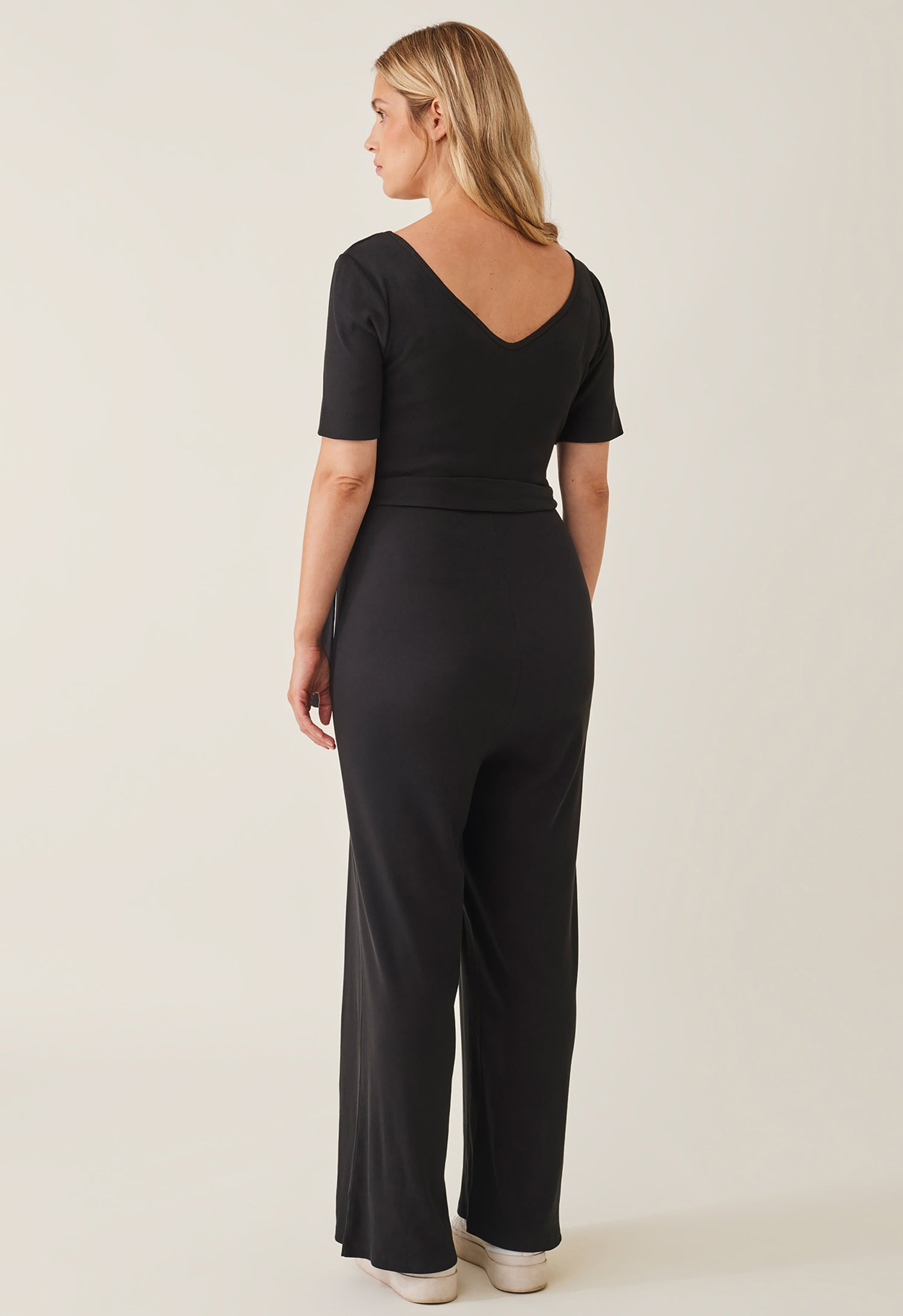 Ribbed maternity jumpsuit - Black