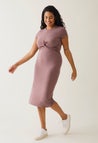 Maternity party dress with nursing access - Dark Mauve