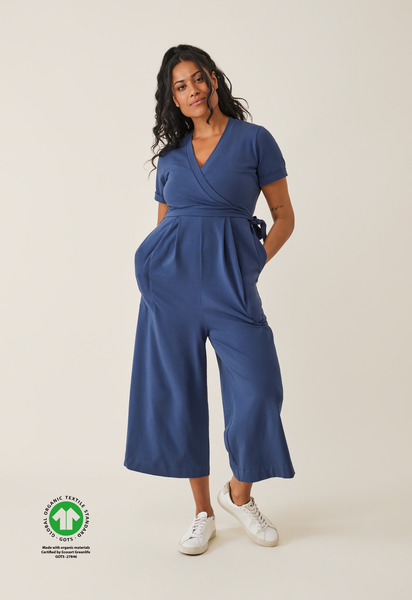 Maternity jumpsuit with nursing access - Blue