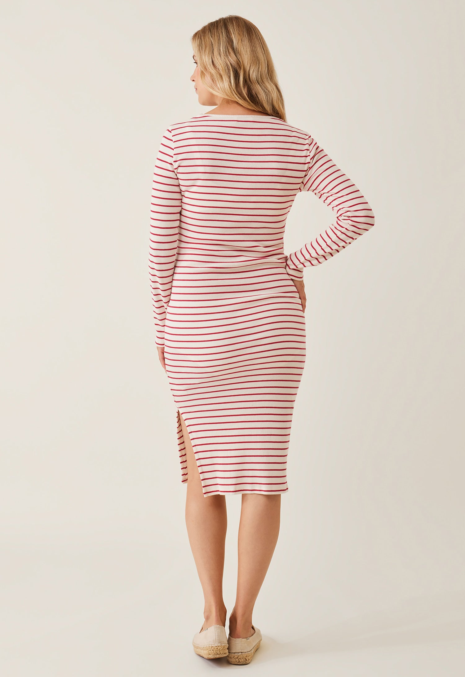 Ribbed maternity dress - Striped