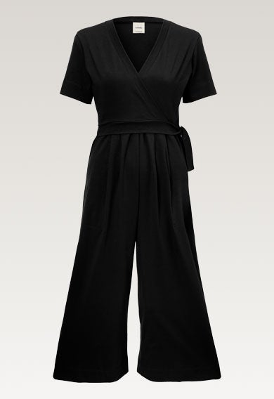 Maternity jumpsuit with nursing access - Black