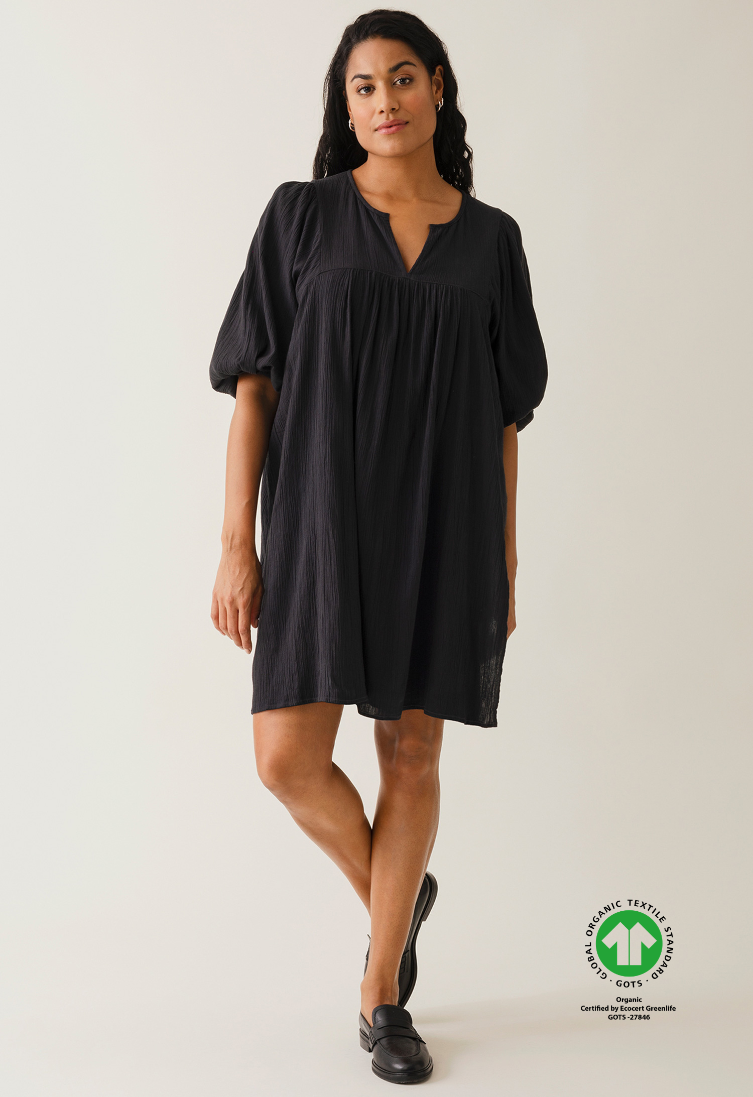 Boho maternity mini dress - Black