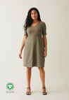 A shaped nursing dress short sleeve - Khaki Green