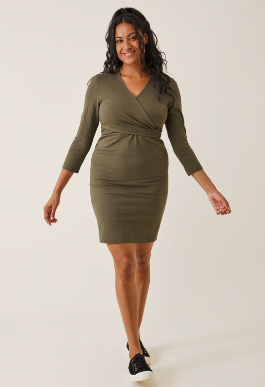 Maternity wrap dress - Green Olive - M Maternity wrap dress - Green Olive - M