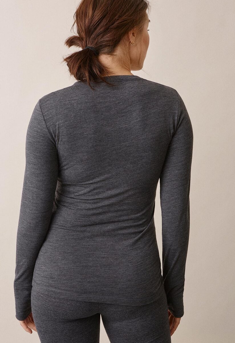 Merino wool nursing top - Dark Grey Melange