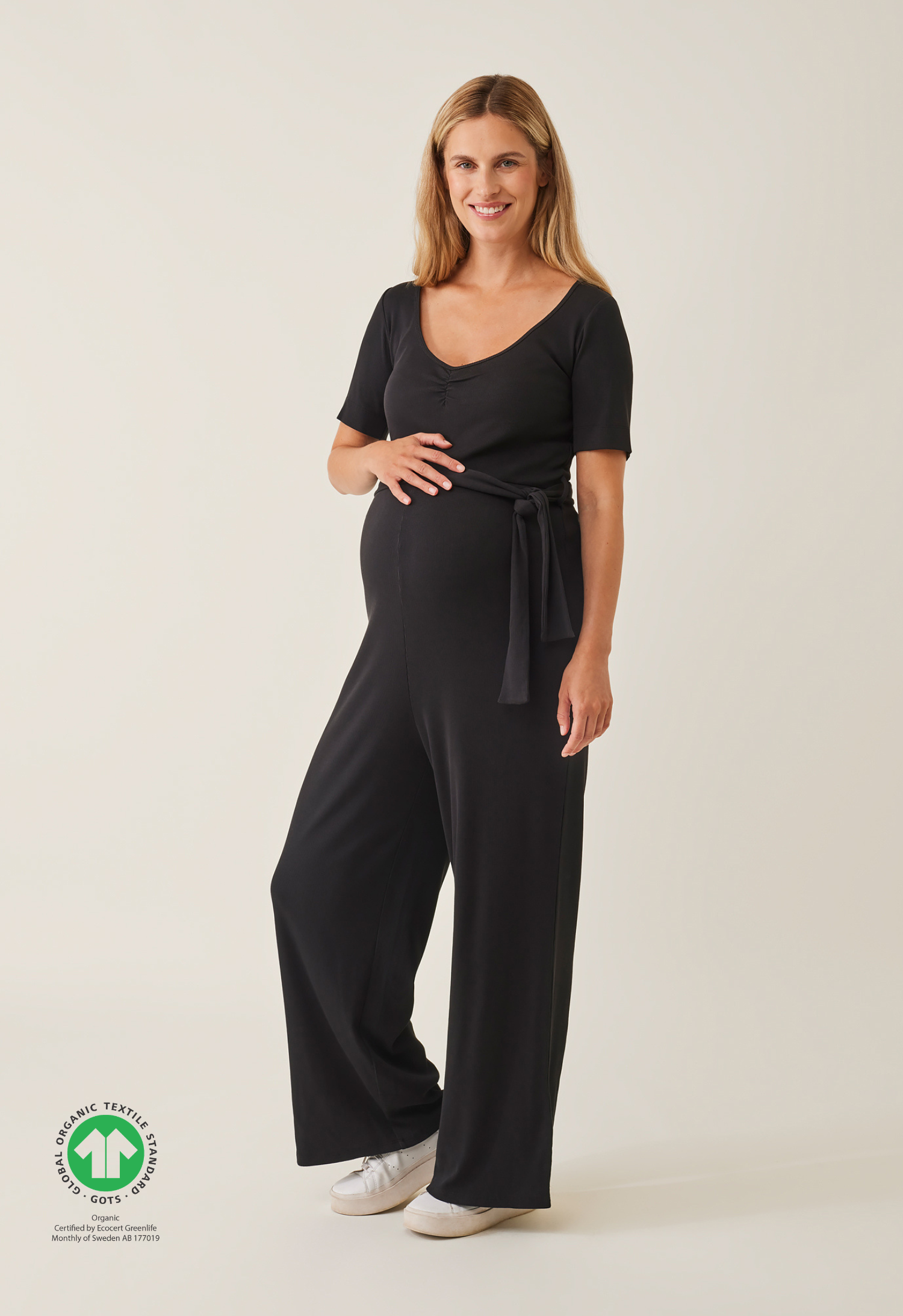 Ribbed maternity jumpsuit - Black