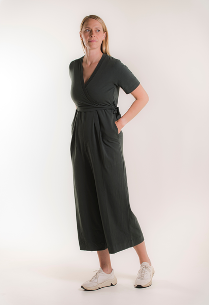 Maternity jumpsuit with nursing access - Deep Green