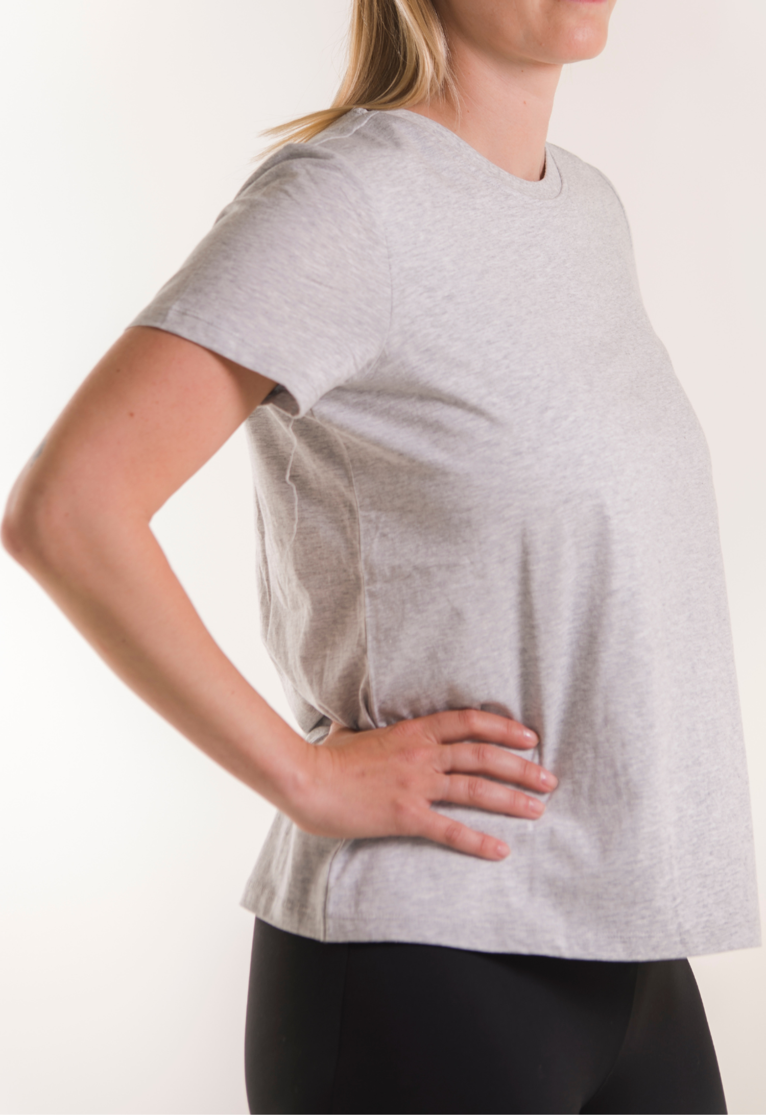 Maternity t-shirt with nursing access - Grey Melange