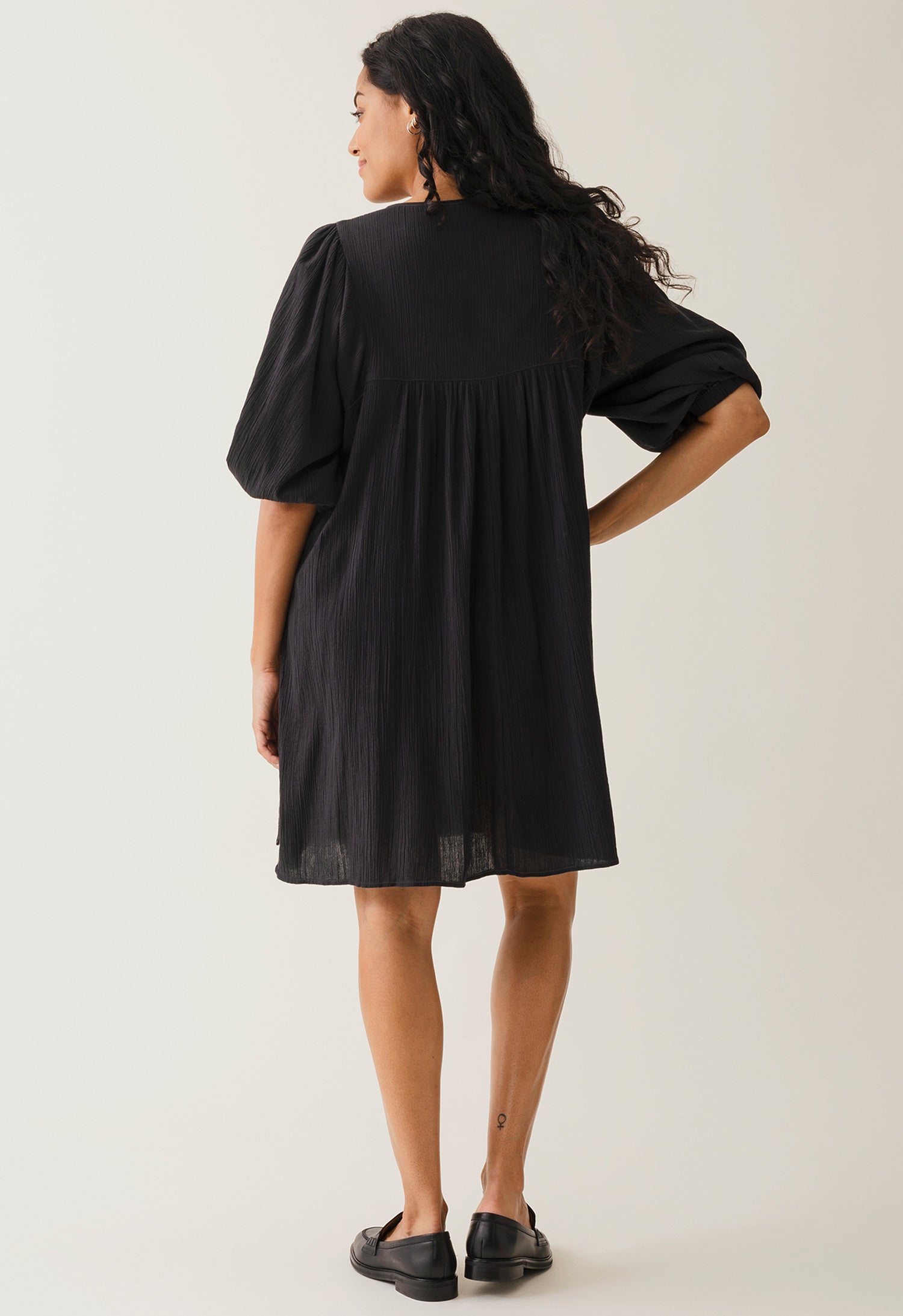 Boho maternity mini dress - Black