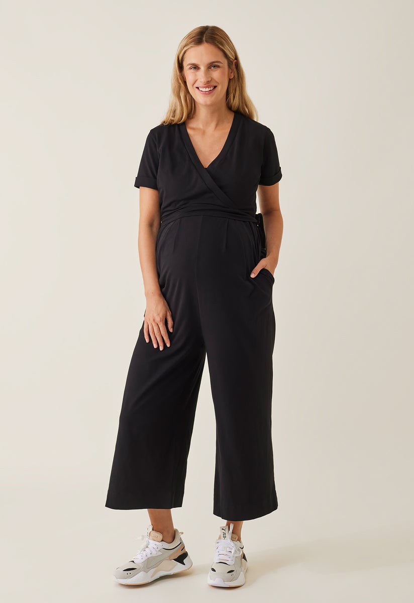 Maternity jumpsuit with nursing access - Black