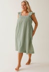 Boho maternity dress with smocking - Green Tea