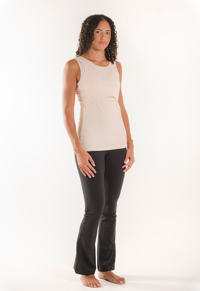 Ribbed nursing tank top - Soft Beige